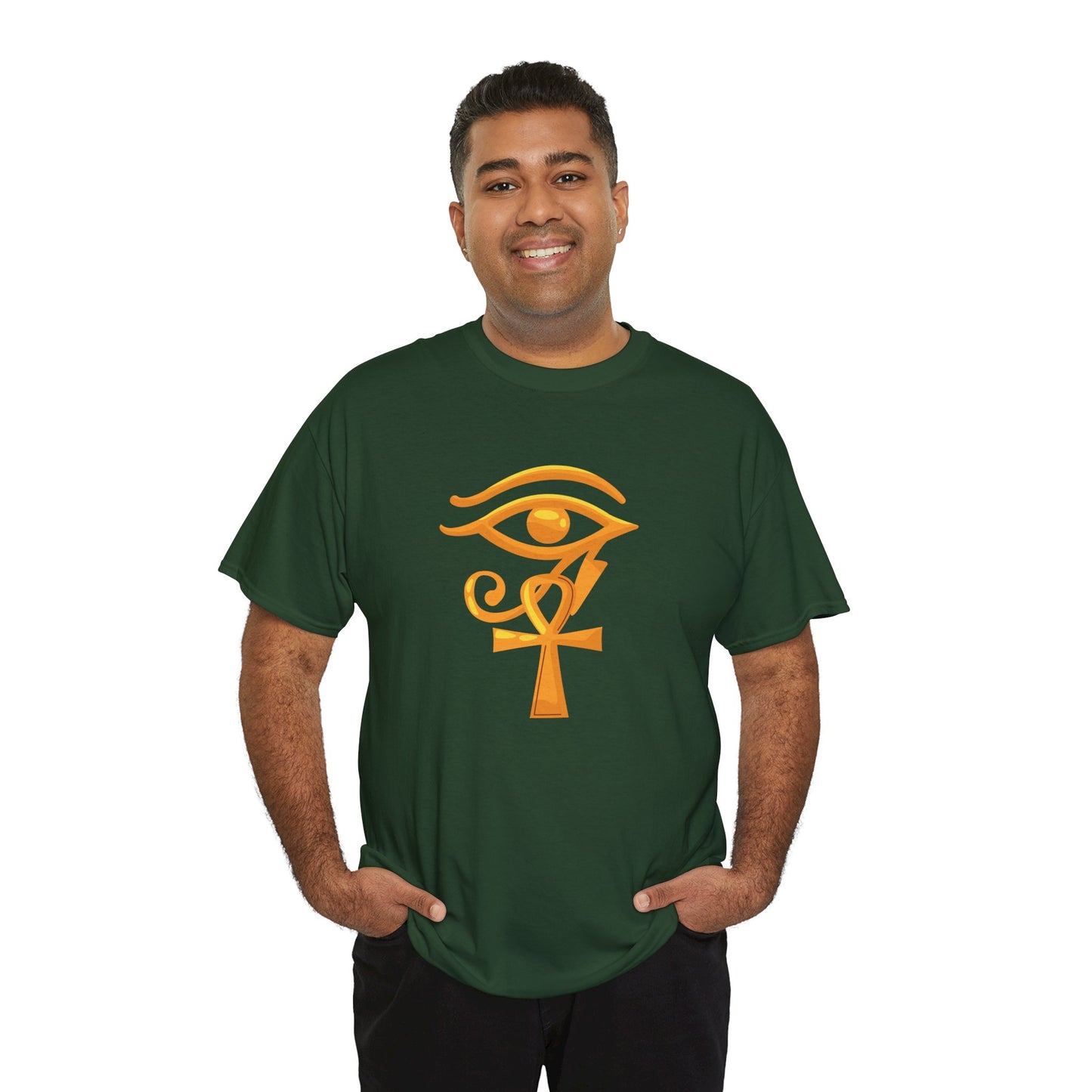 Unisex Heavy Cotton Tee- Eye of Horus Ankh