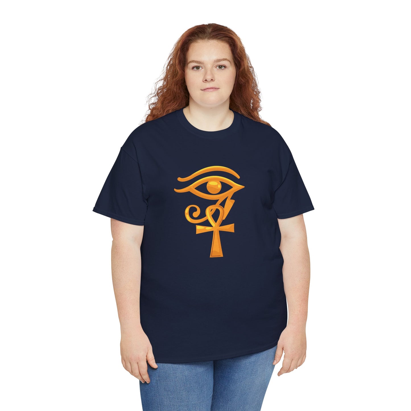 Unisex Heavy Cotton Tee- Eye of Horus Ankh