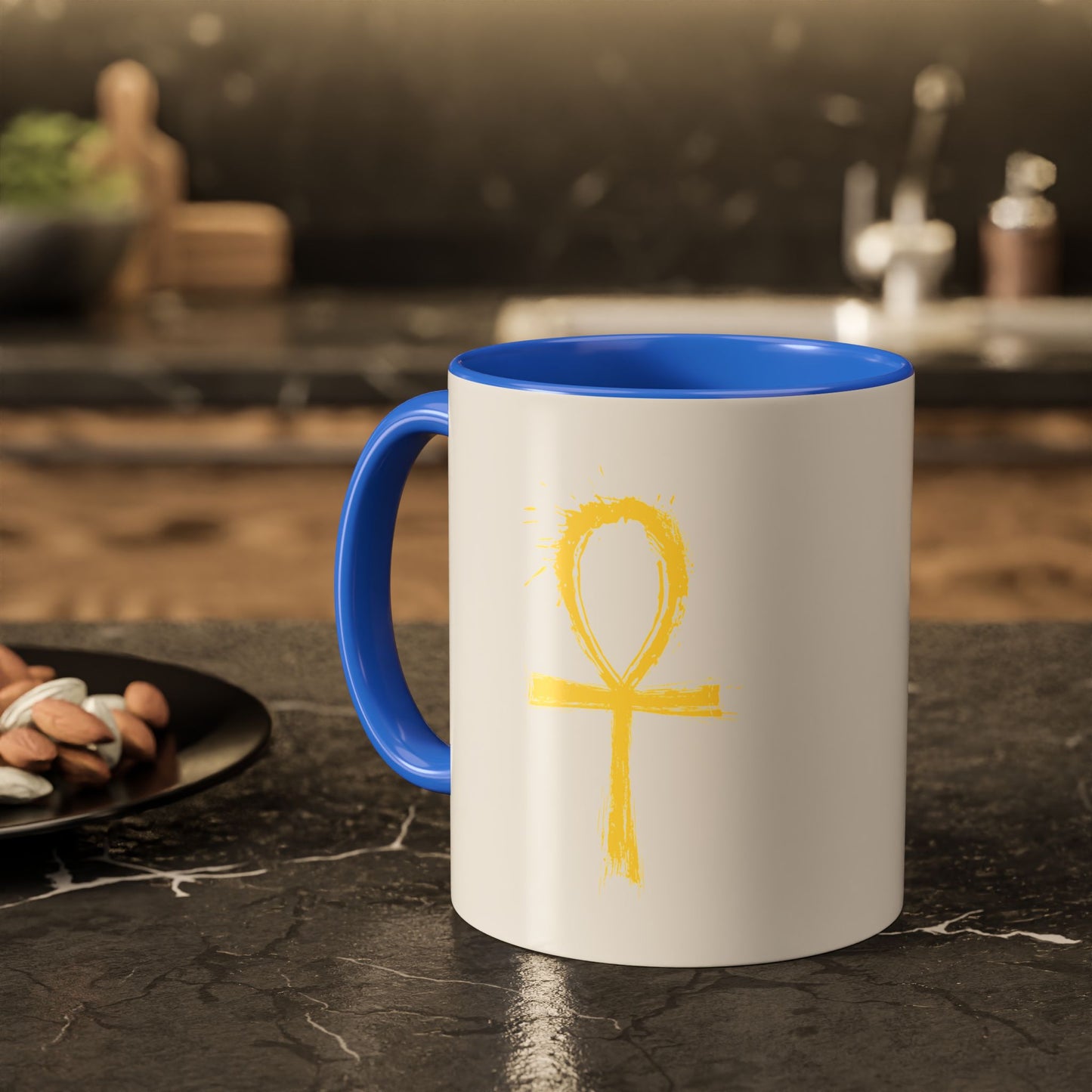 Colorful Mugs, 11oz-Golden Ankh