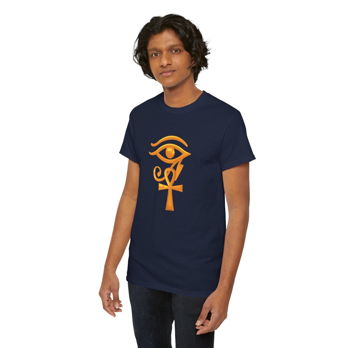 Unisex Heavy Cotton Tee- Eye of Horus Ankh