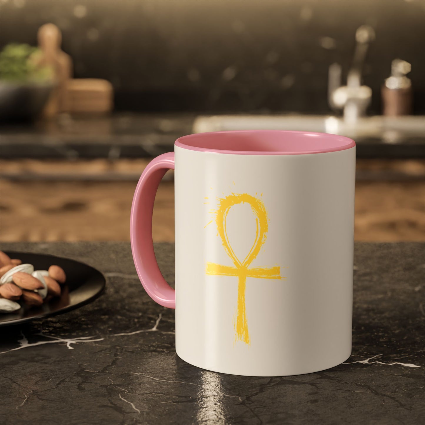 Colorful Mugs, 11oz-Golden Ankh