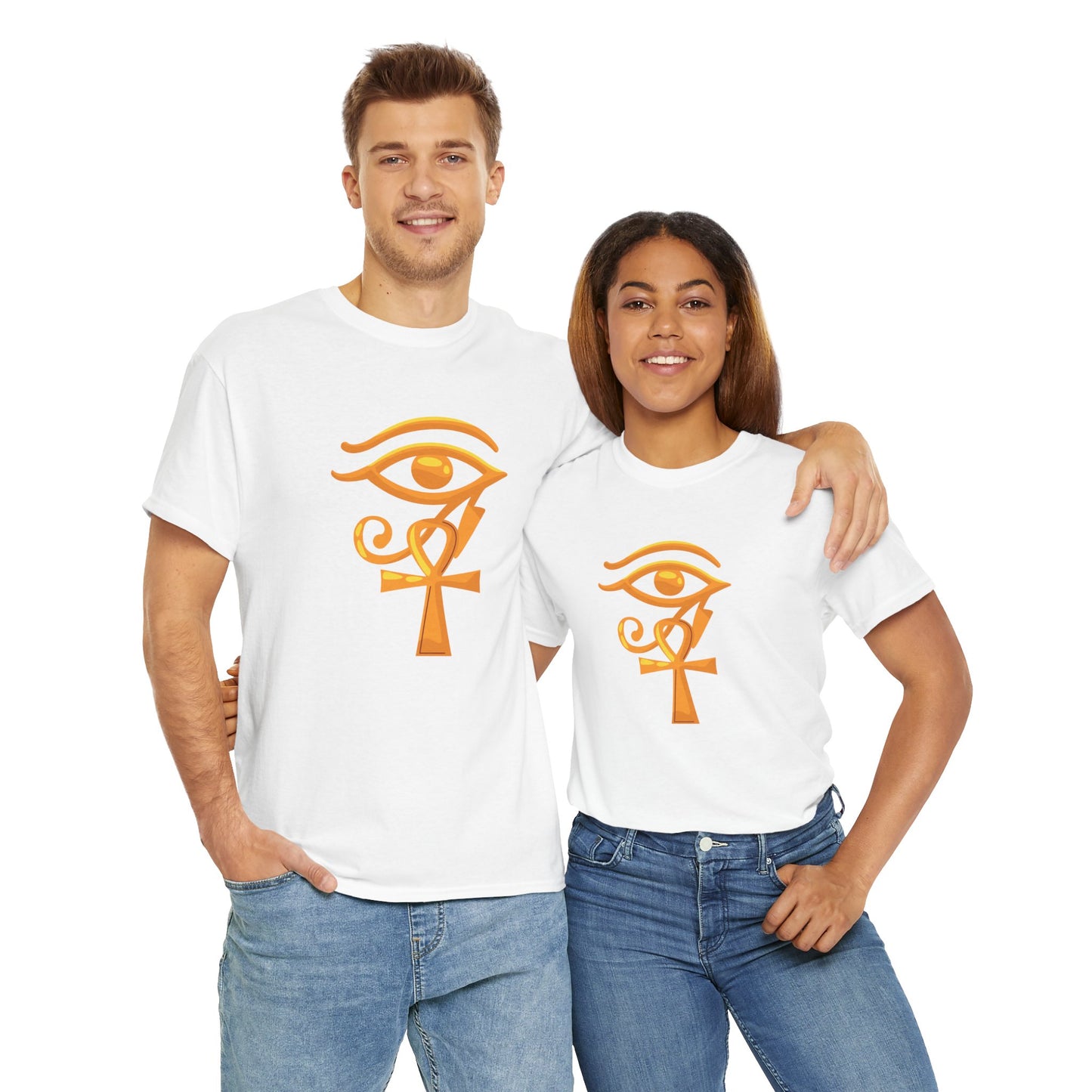 Unisex Heavy Cotton Tee- Eye of Horus Ankh