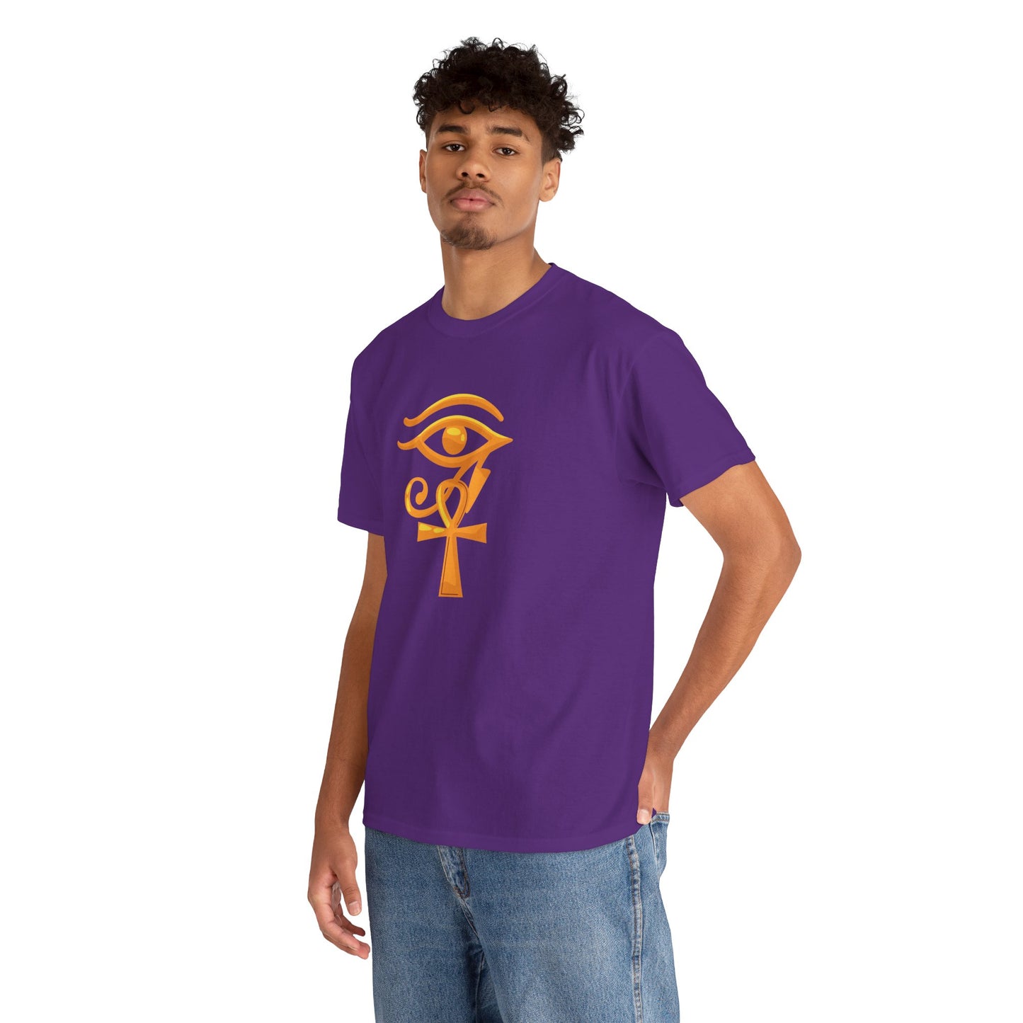 Unisex Heavy Cotton Tee- Eye of Horus Ankh