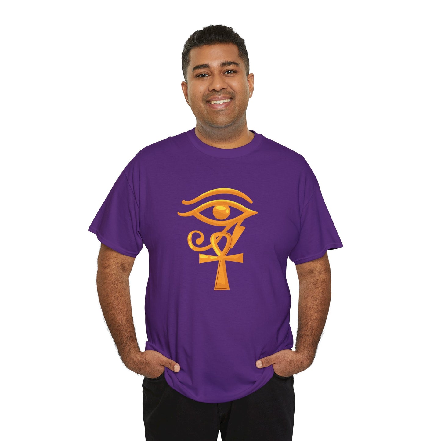 Unisex Heavy Cotton Tee- Eye of Horus Ankh