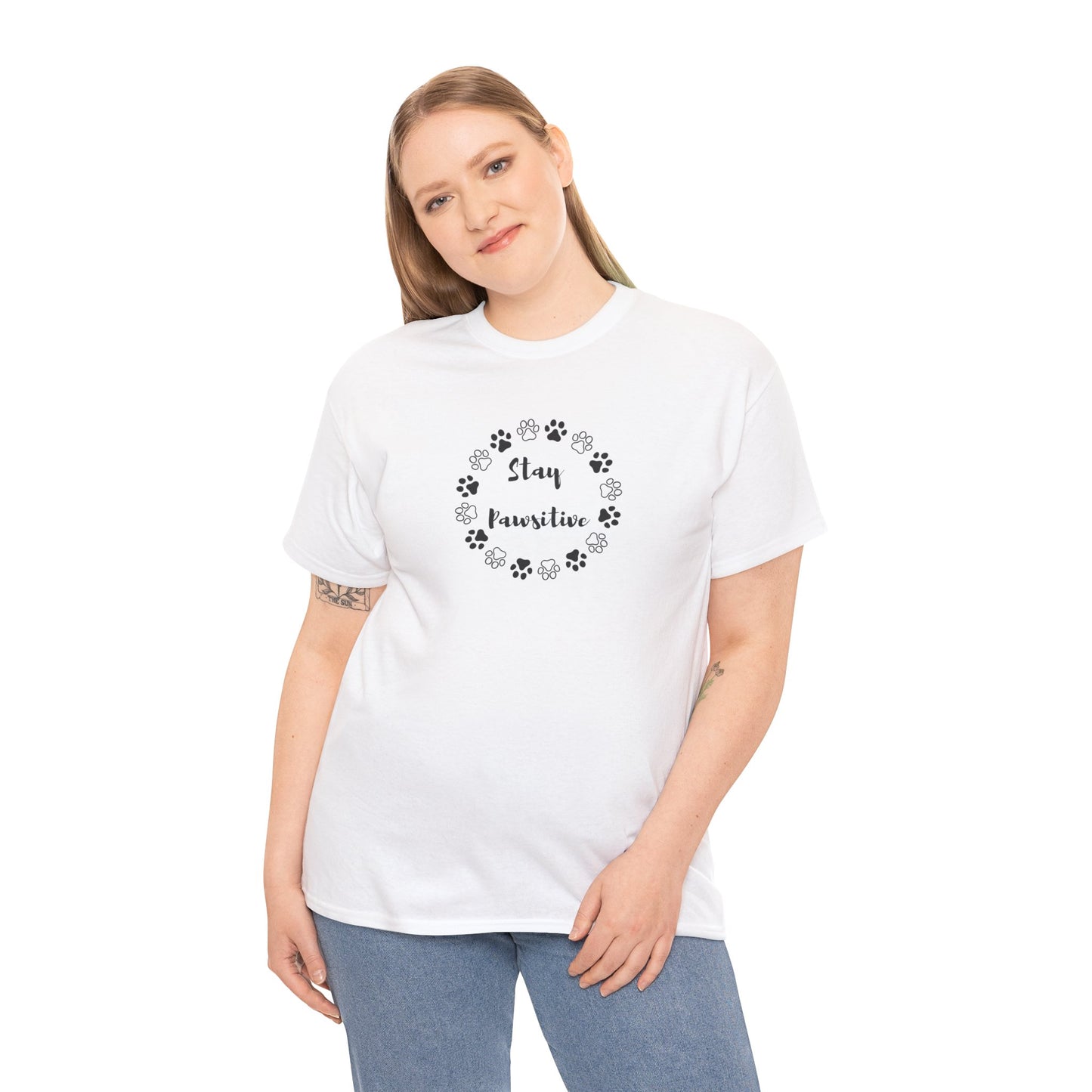 Unisex Heavy Cotton Tee- Stay Pawsitive