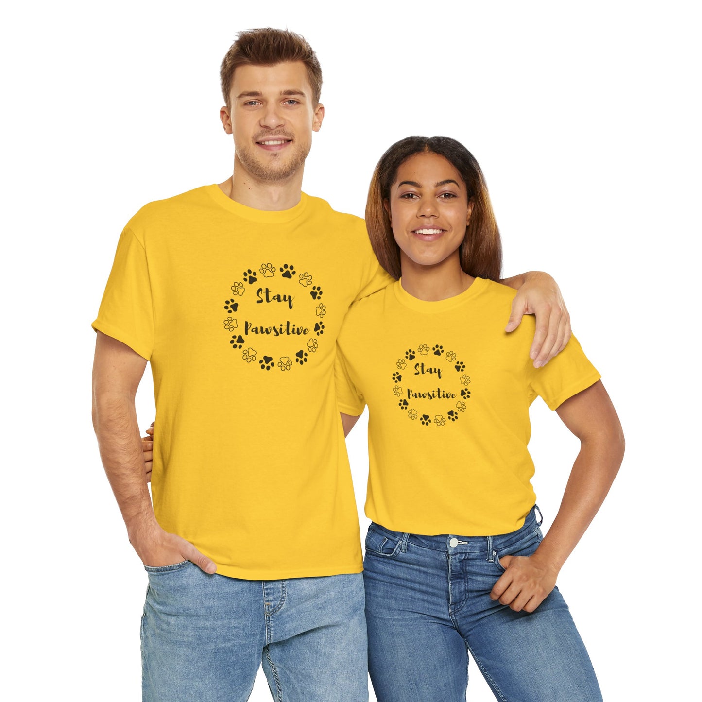 Unisex Heavy Cotton Tee- Stay Pawsitive