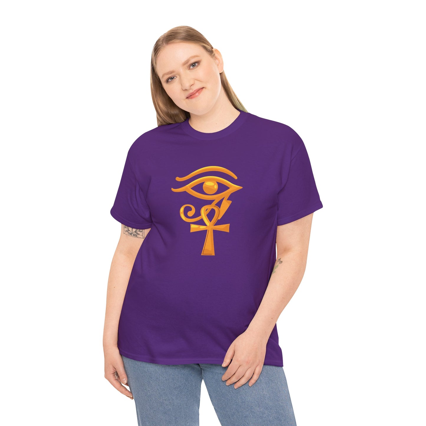 Unisex Heavy Cotton Tee- Eye of Horus Ankh