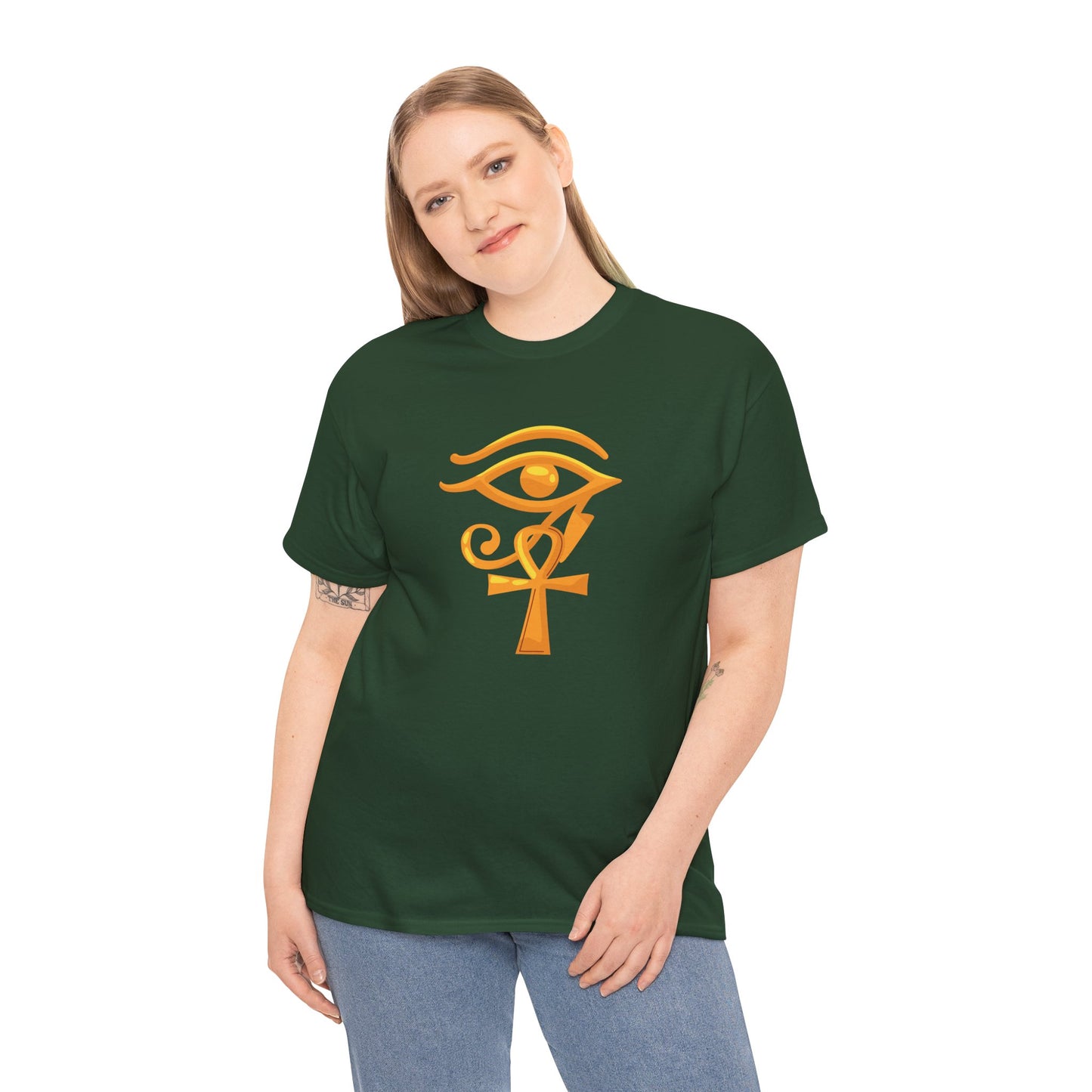 Unisex Heavy Cotton Tee- Eye of Horus Ankh