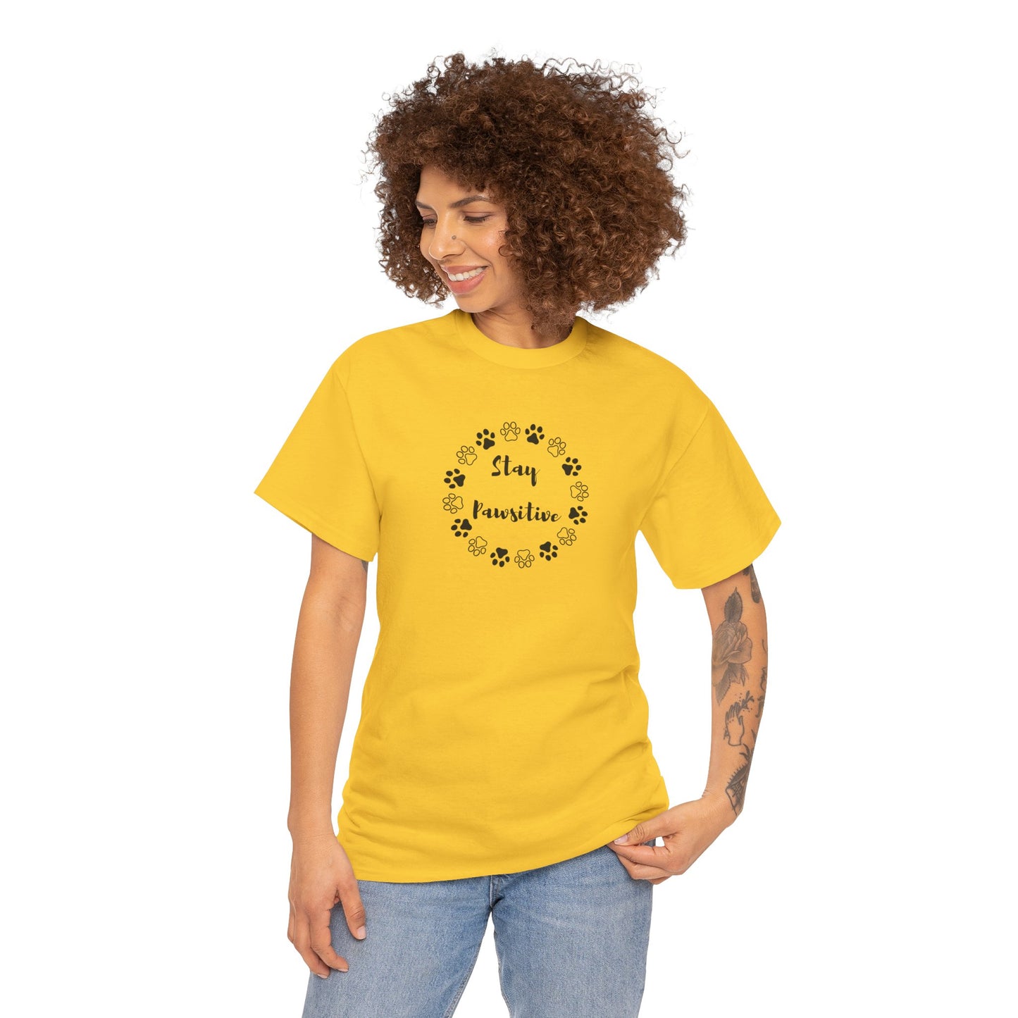 Unisex Heavy Cotton Tee- Stay Pawsitive
