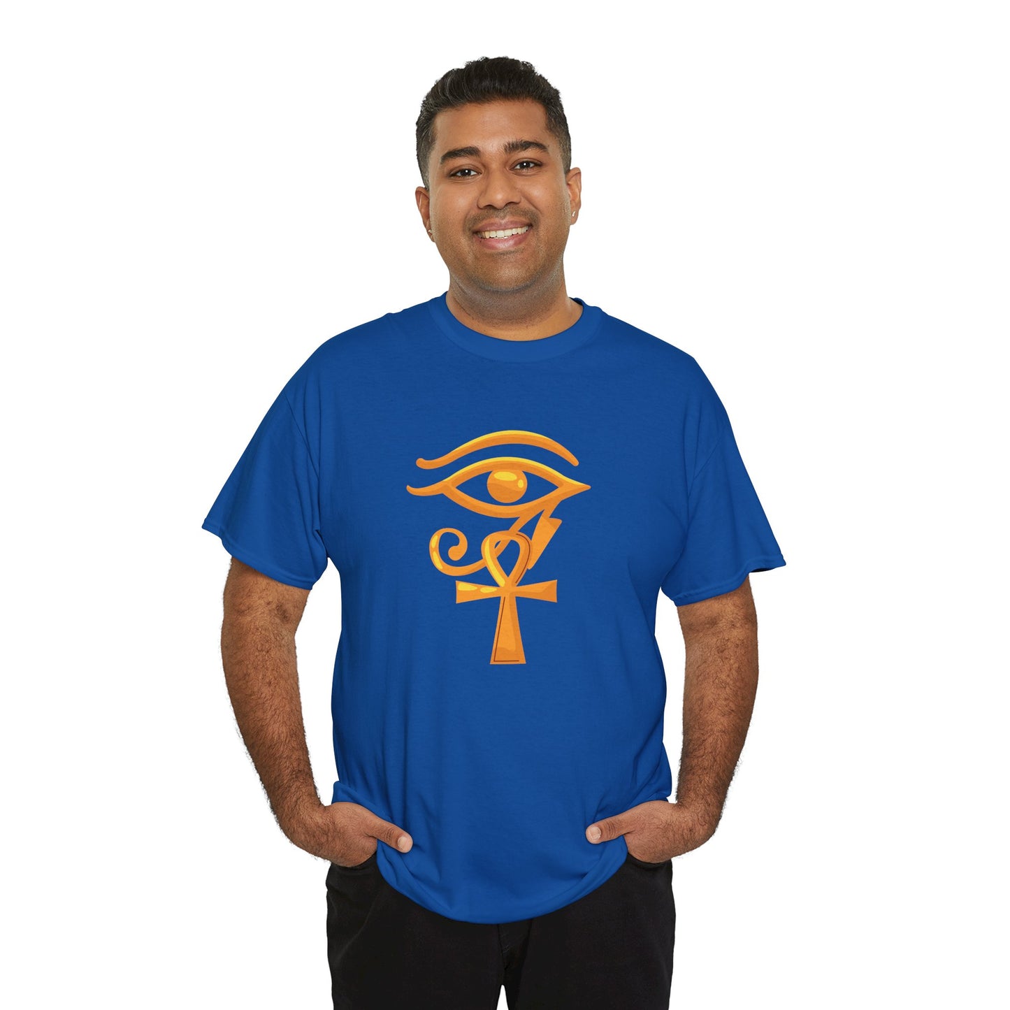 Unisex Heavy Cotton Tee- Eye of Horus Ankh