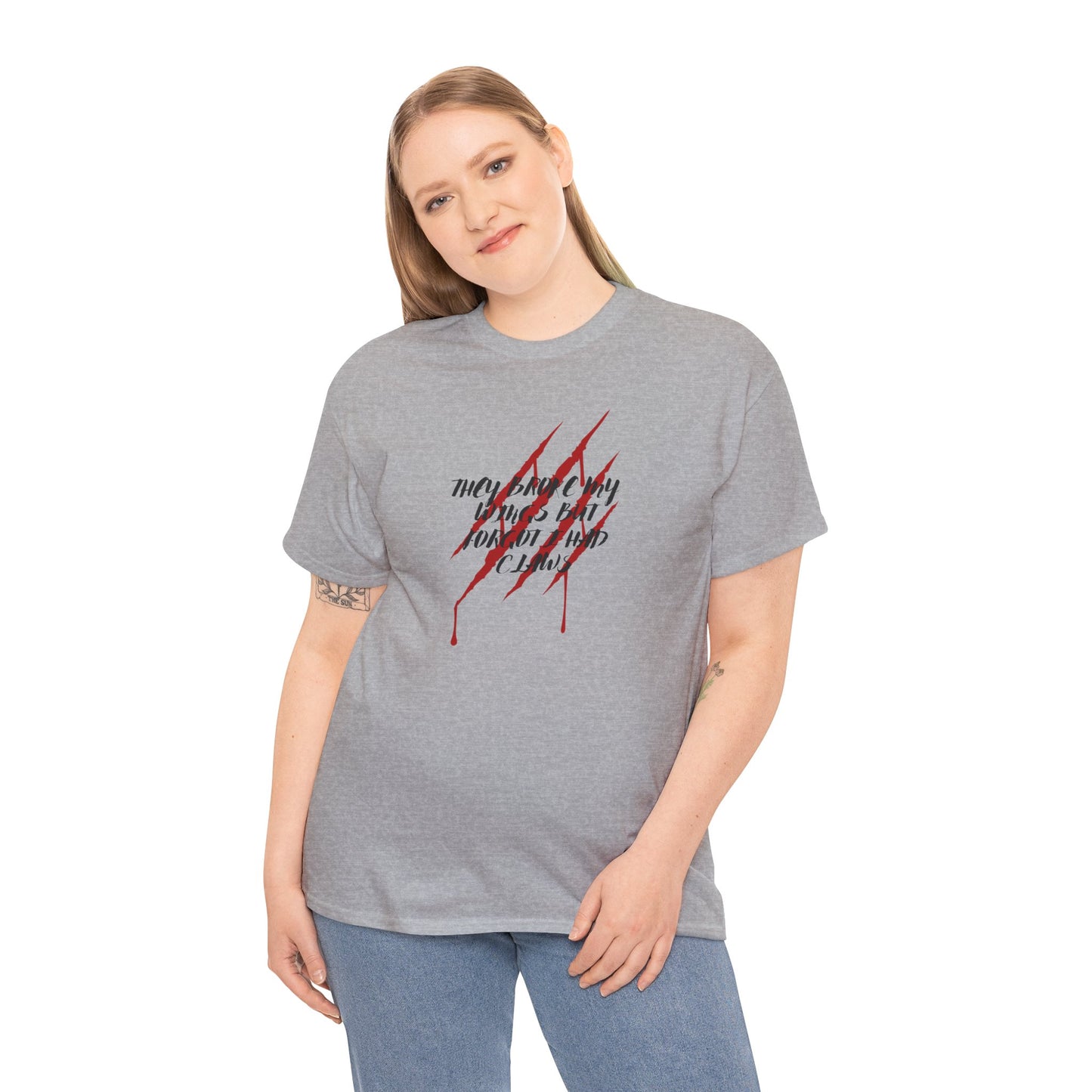 Unisex Heavy Cotton Tee- Broken Wings Claws
