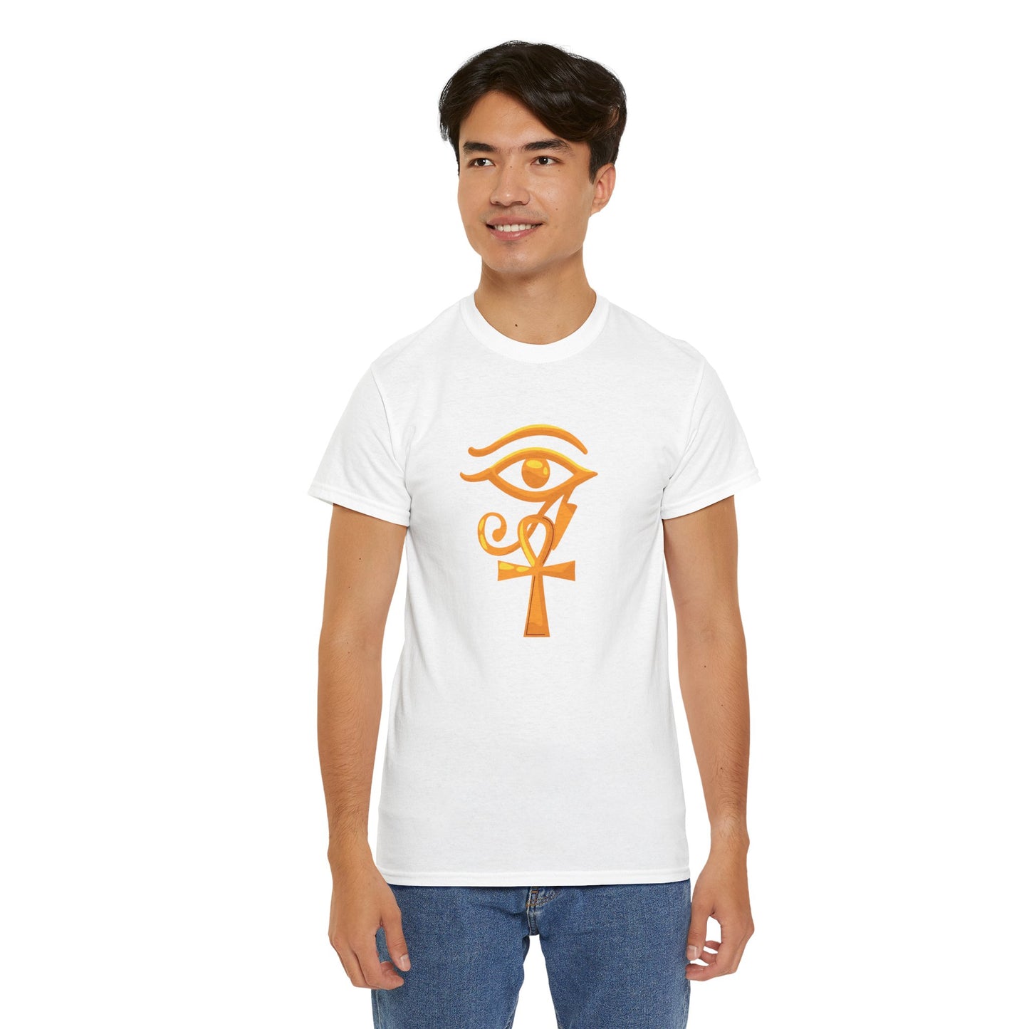 Unisex Heavy Cotton Tee- Eye of Horus Ankh