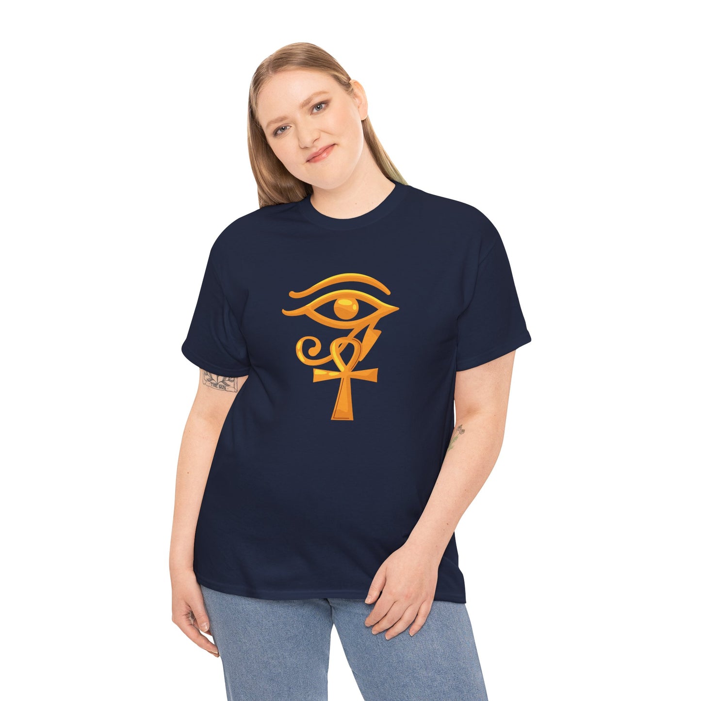 Unisex Heavy Cotton Tee- Eye of Horus Ankh