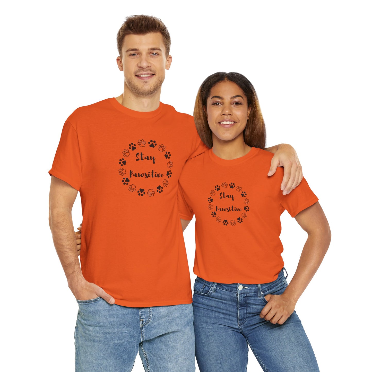 Unisex Heavy Cotton Tee- Stay Pawsitive