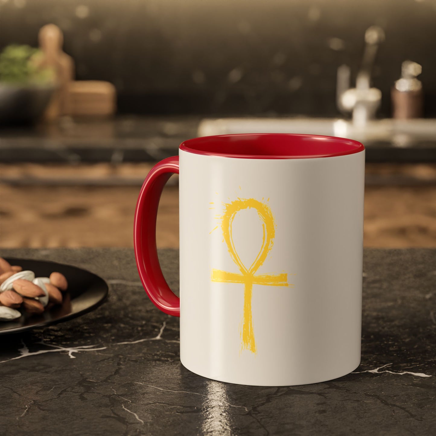 Colorful Mugs, 11oz-Golden Ankh