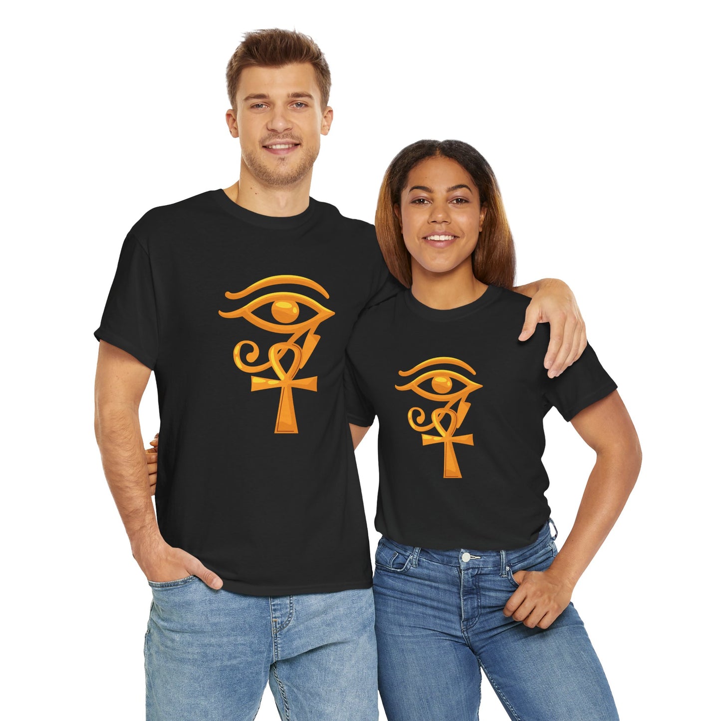 Unisex Heavy Cotton Tee- Eye of Horus Ankh