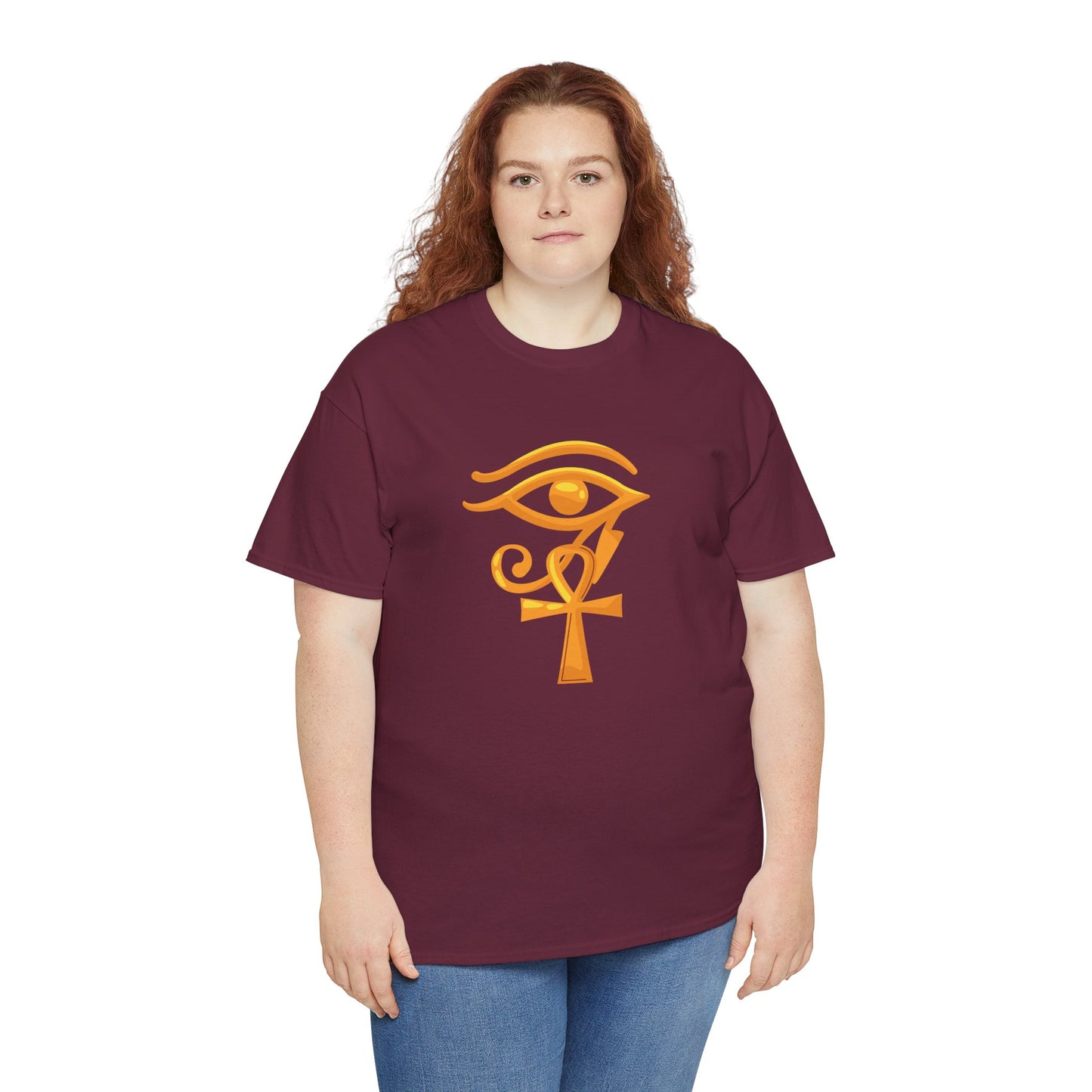 Unisex Heavy Cotton Tee- Eye of Horus Ankh