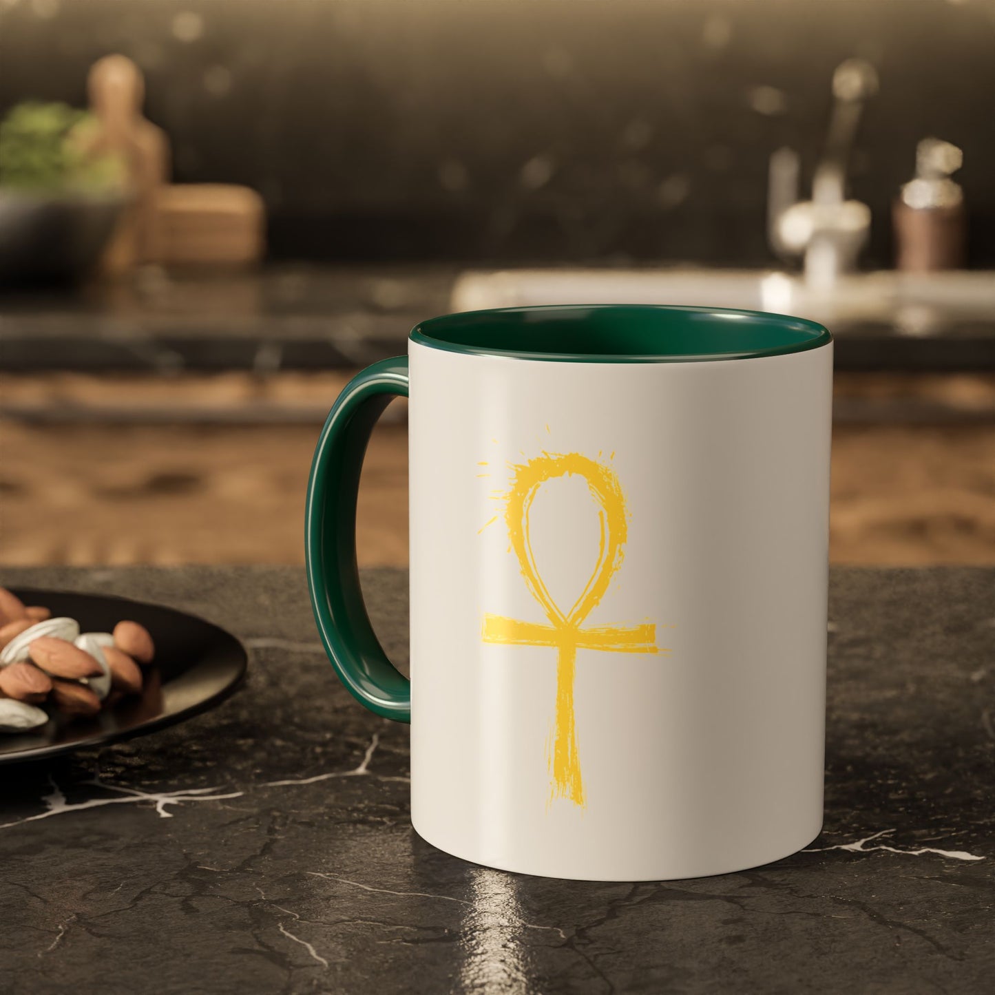 Colorful Mugs, 11oz-Golden Ankh