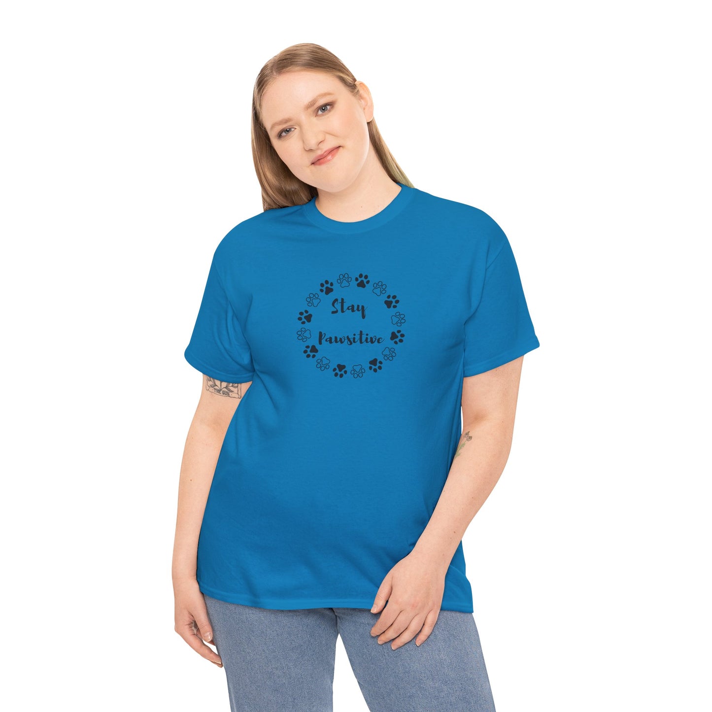 Unisex Heavy Cotton Tee- Stay Pawsitive