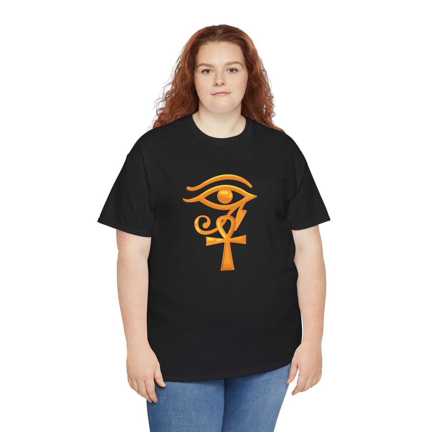 Unisex Heavy Cotton Tee- Eye of Horus Ankh