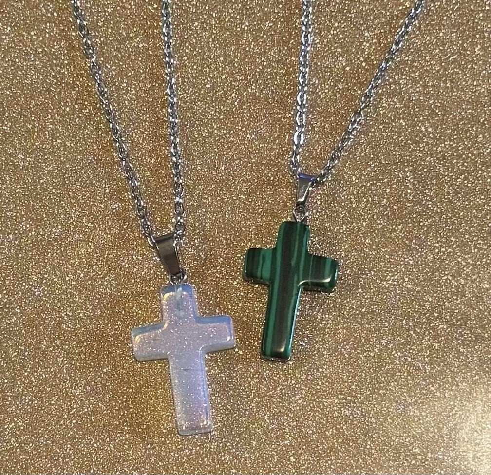 Malachite Cross Necklace
