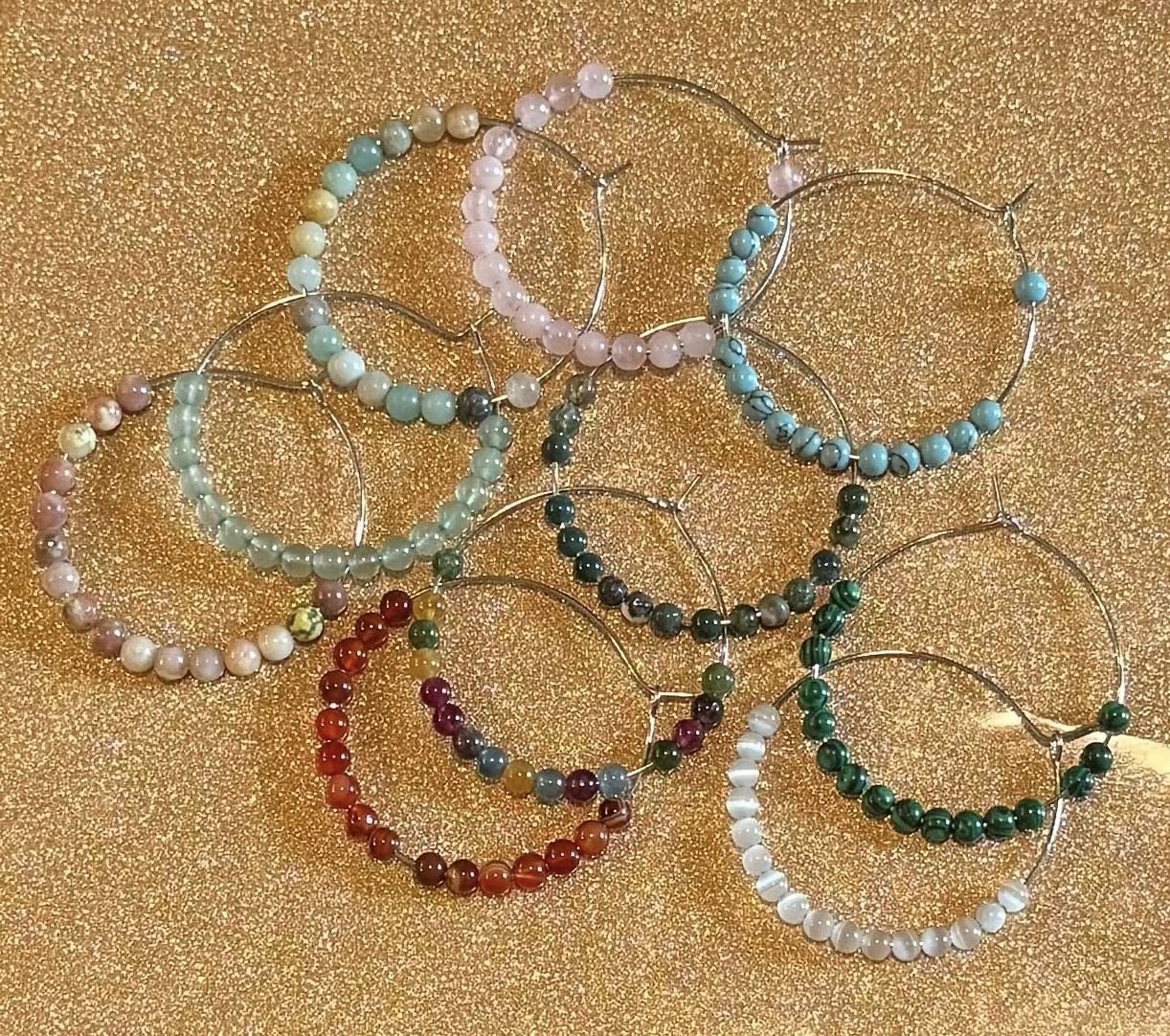 Crystal Beaded Hoop Earrings