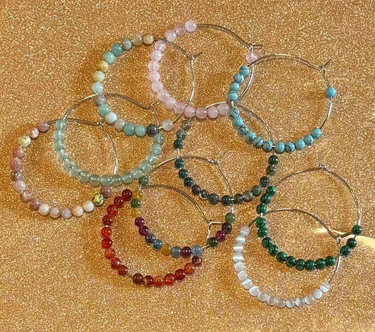 Crystal Beaded Hoop Earrings