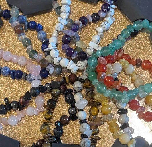 Mixed chipped and Beaded Crystal Bracelet