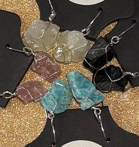 Wire Wrapped Crystal Earrings
