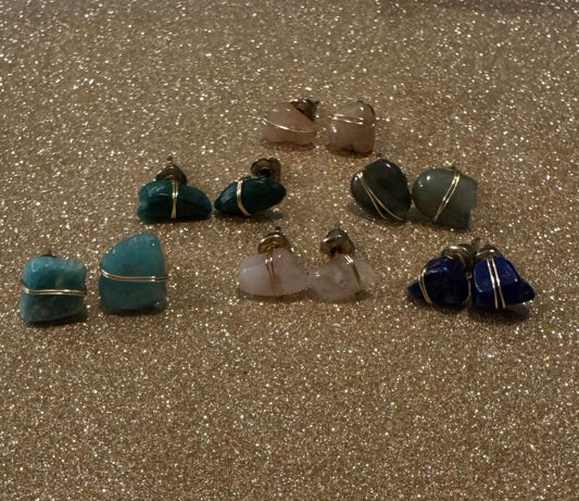 Wire Wrapped Crystal Stud Earrings