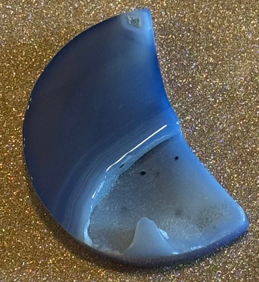 Blue Chalcedony Half Moon Carving
