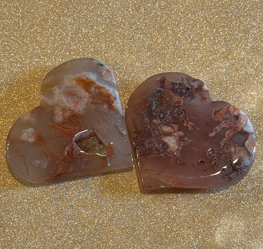 Flower Agate Heart Carving