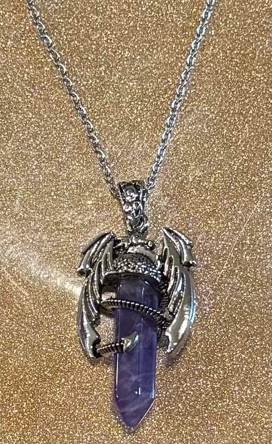 Amethyst Dragon Wings Necklace