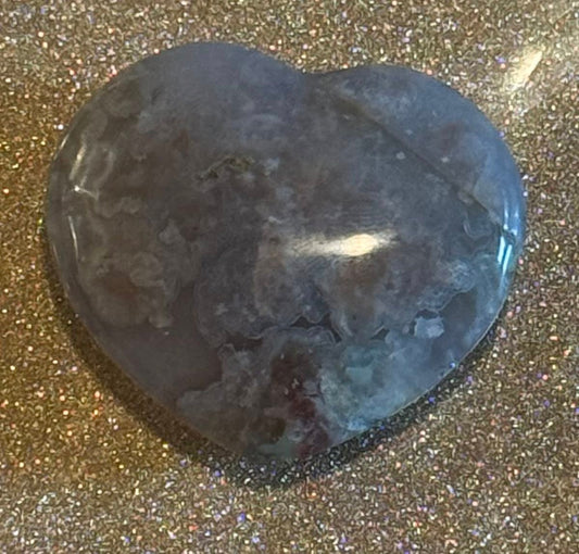Flower Agate Heart Carving