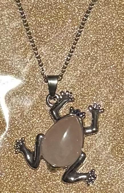 Rose Quartz Frog Necklace