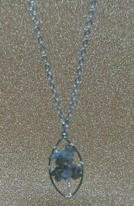 Labradorite Oval Tree of Life Necklace