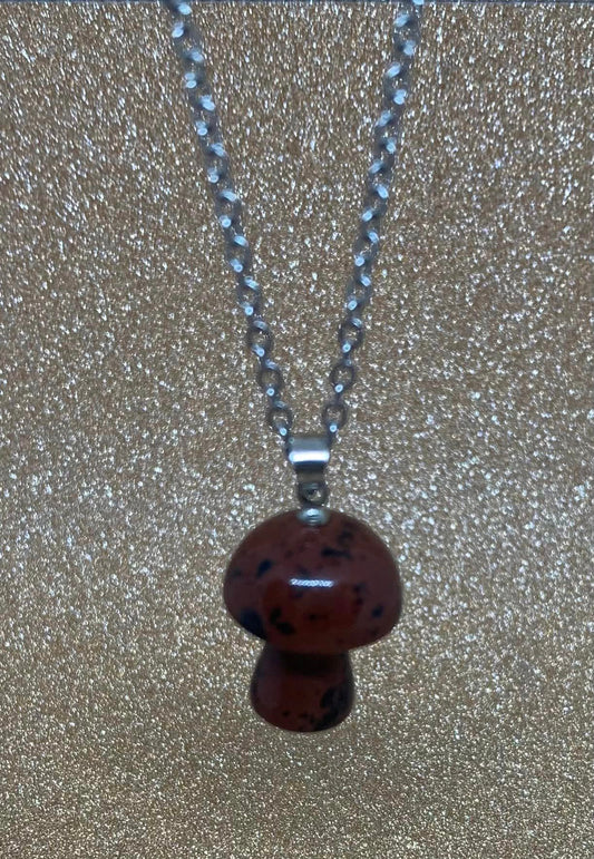 Mahogany Obsidian Mushroom Necklace