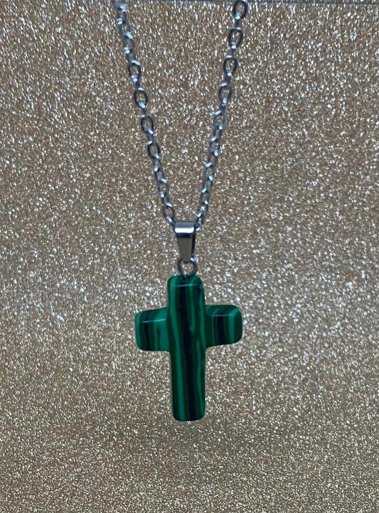 Malachite Cross Necklace