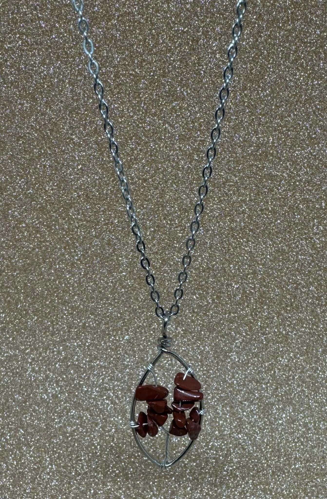 Red Jasper Oval Tree of Life Necklace