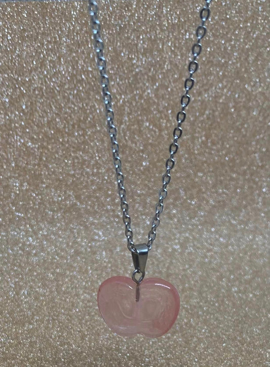 Strawberry Quartz Apple Necklace