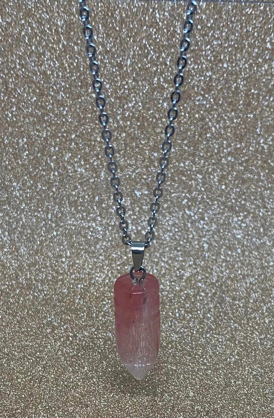 Strawberry Quartz Bullet Necklace