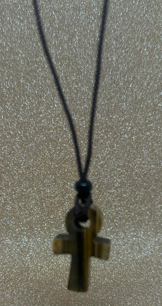 Tiger's Eye Ankh Necklace